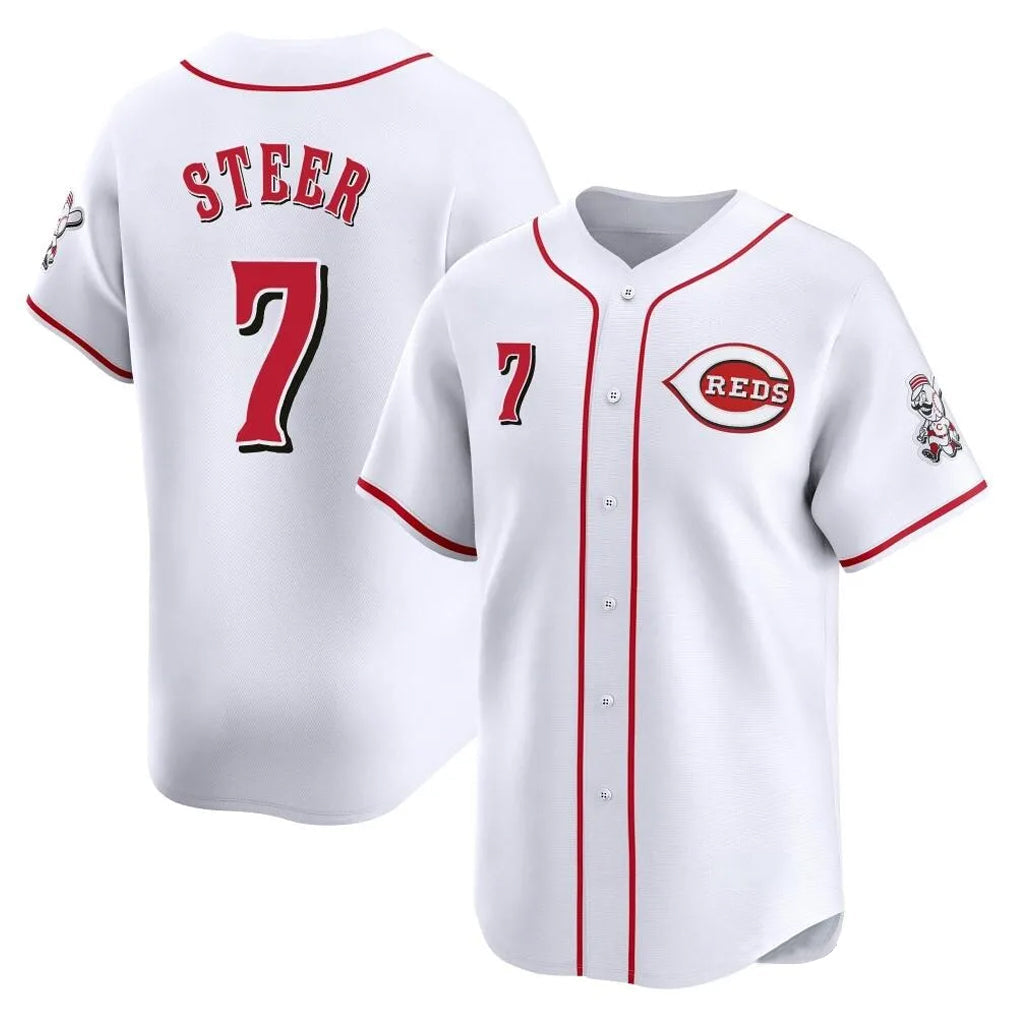Crovyle C.Reds #7 Spencer Steer Player White Home Limited Stitched Jerseys