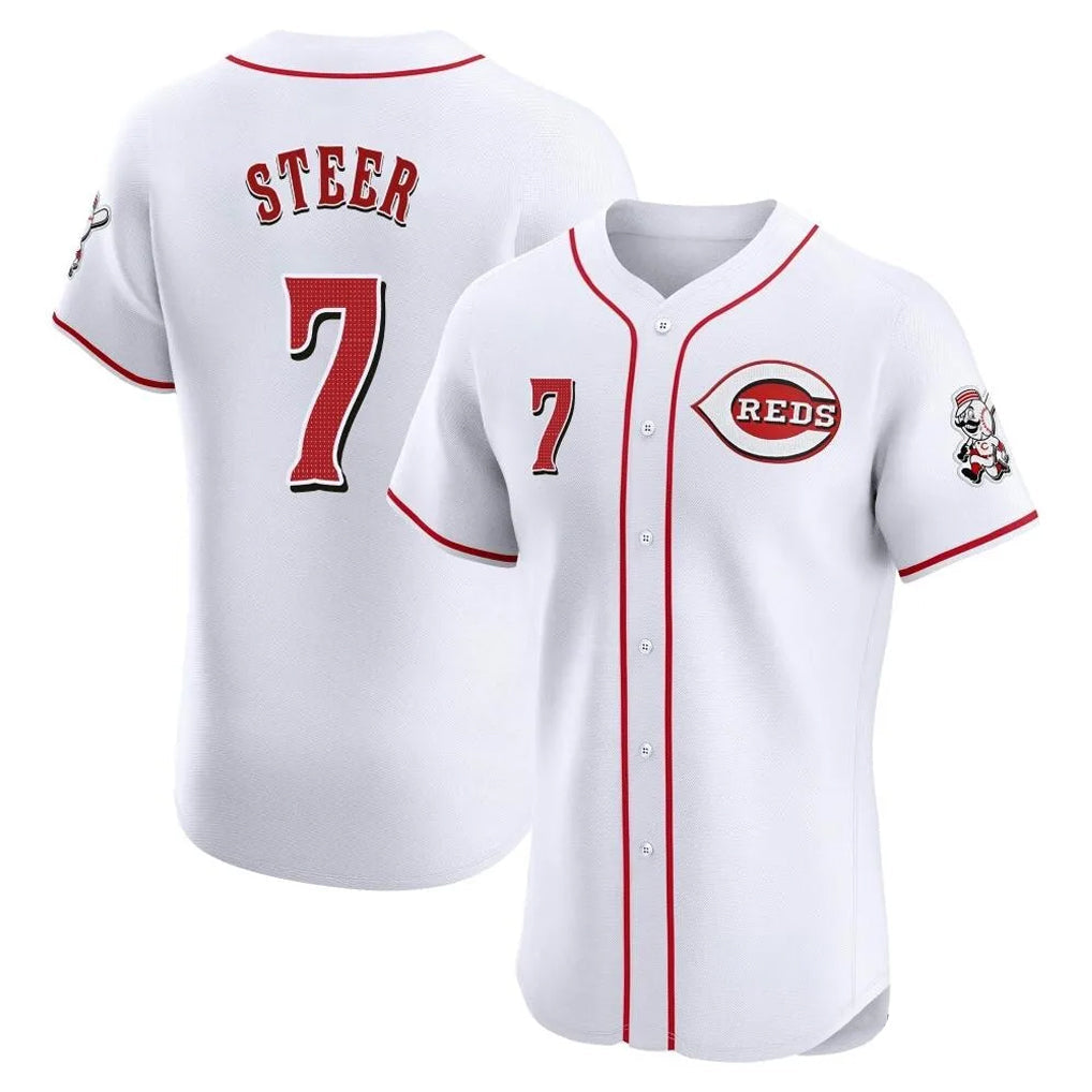 Crovyle C.Reds #7 Spencer Steer Player White Limited Elite Home Stitched Jerseys