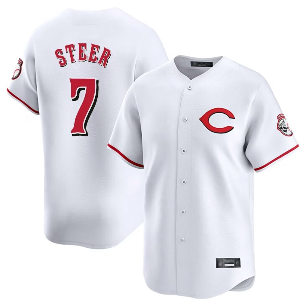Crovyle C.Reds #7 Spencer Steer Player White Limited Home Stitched Jerseys