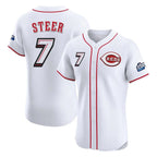 Crovyle C.Reds #7 Spencer Steer Player White Speedway Classic Limited Elite Home Stitched Jerseys