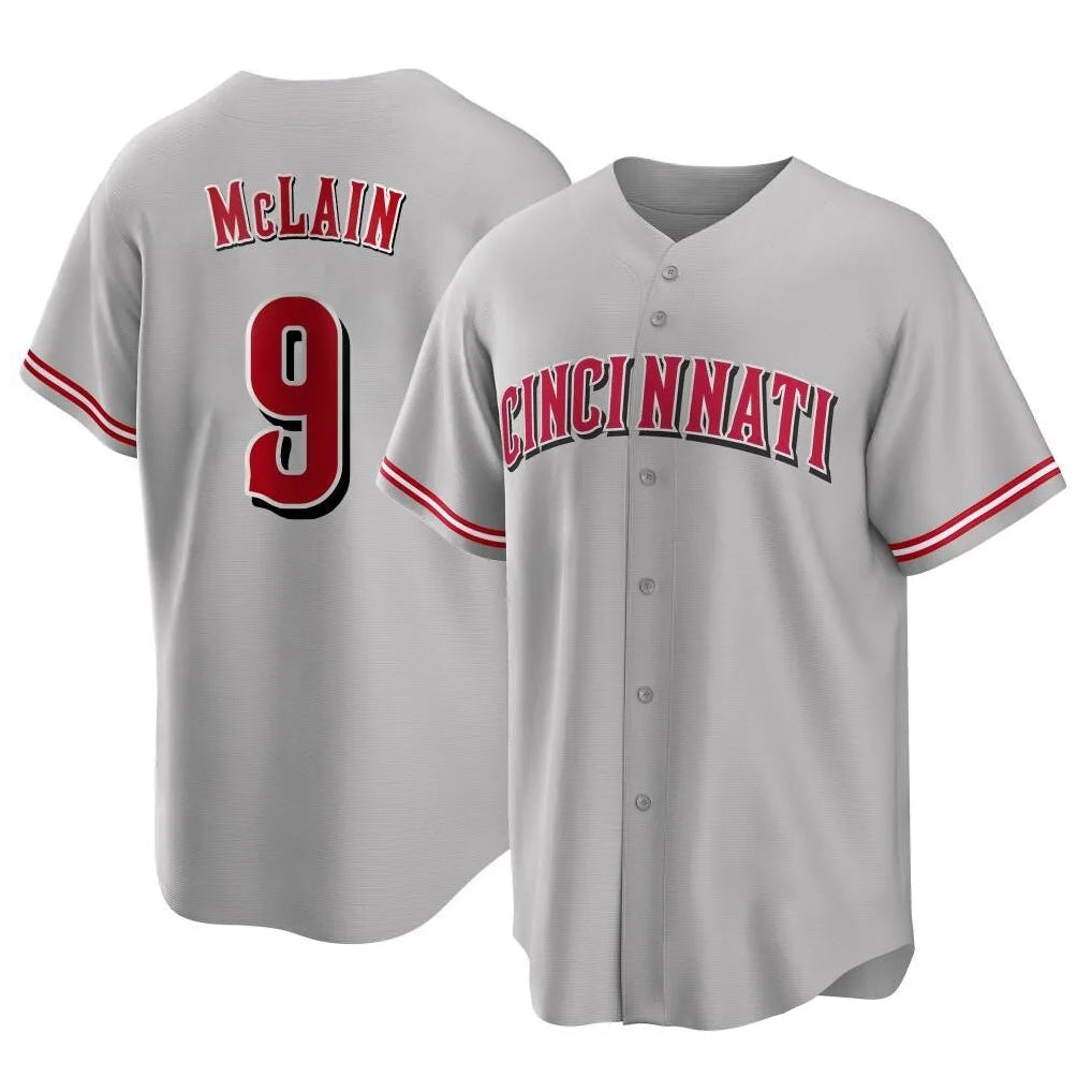 Crovyle C.Reds #9 Matt McLain Player Gray Home Game Stitched Jerseys