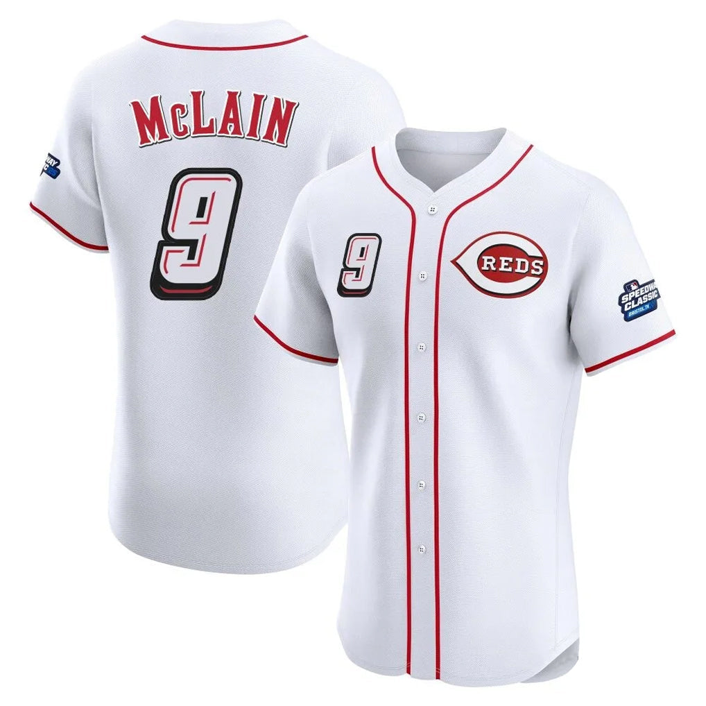 Crovyle C.Reds #9 Matt McLain Player White Speedway Classic Limited Elite Home Stitched Jerseys