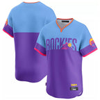 Crovyle C.Rockies Purple-Light Blue City Connect Limited Home T-shirt Blank Player Stitched Jerseys