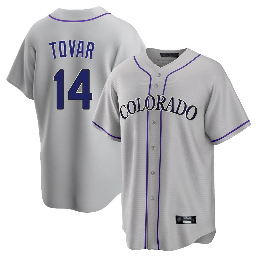 Crovyle C.Rockies #14 Ezequiel Tovar Player Gray Game Home Stitched Jerseys