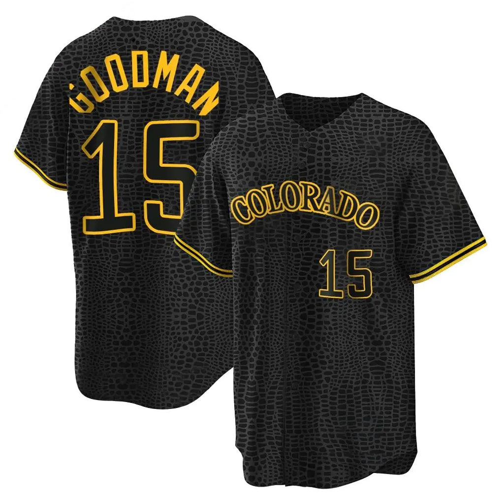 Crovyle C.Rockies #15 Hunter Goodman Player Black Snake Skin City Home Game Stitched Jerseys