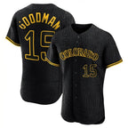 Crovyle C.Rockies #15 Hunter Goodman Player Black Snake Skin City Limited Elite Home Stitched Jerseys