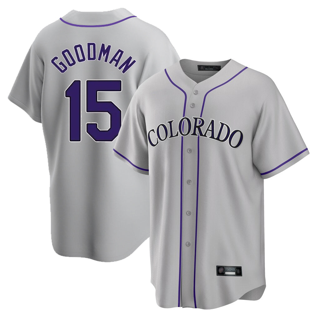 Crovyle C.Rockies #15 Hunter Goodman Player Gray Game Home Stitched Jerseys