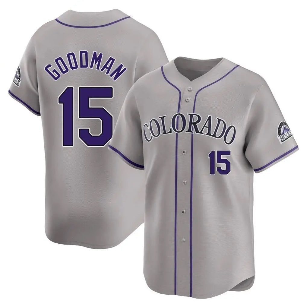 Crovyle C.Rockies #15 Hunter Goodman Player Gray Limited Home Stitched Jerseys