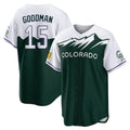 Crovyle C.Rockies #15 Hunter Goodman Player Green City Connect Home Game Stitched Jerseys