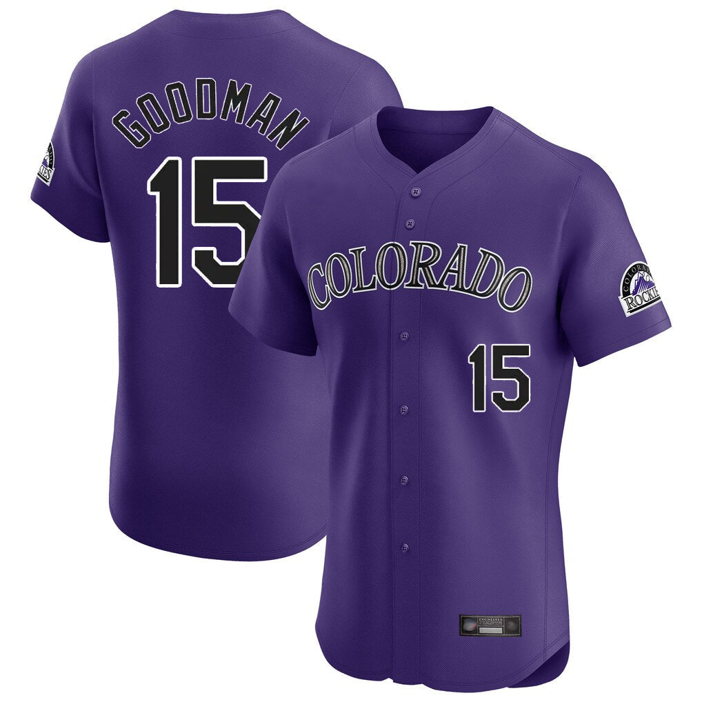 Crovyle C.Rockies #15 Hunter Goodman Player Purple Limited Elite Home Stitched Jerseys