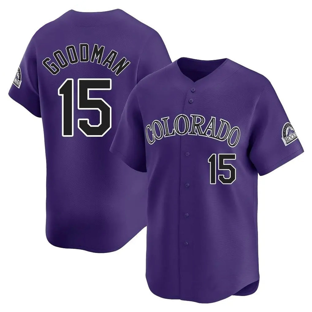 Crovyle C.Rockies #15 Hunter Goodman Player Purple Limited Home Stitched Jerseys