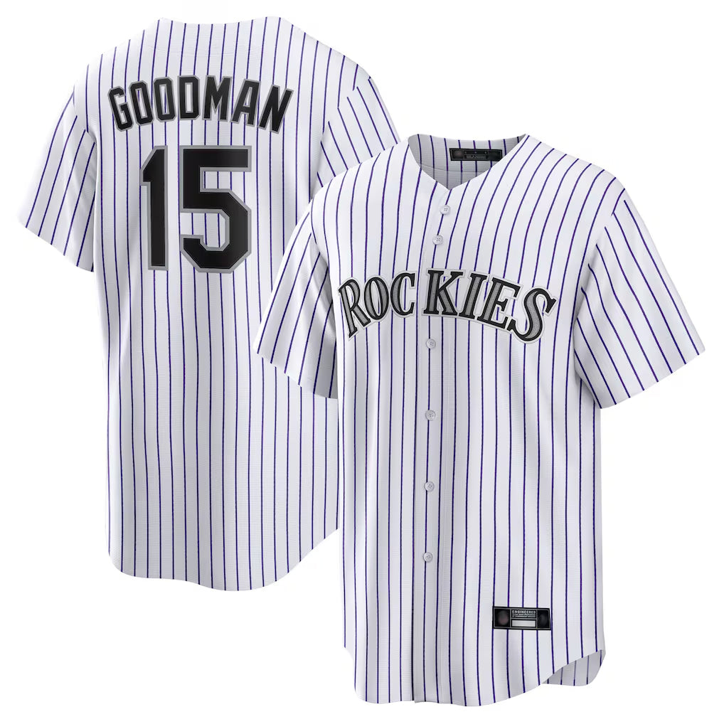 Crovyle C.Rockies #15 Hunter Goodman Player White Game Home Stitched Jerseys