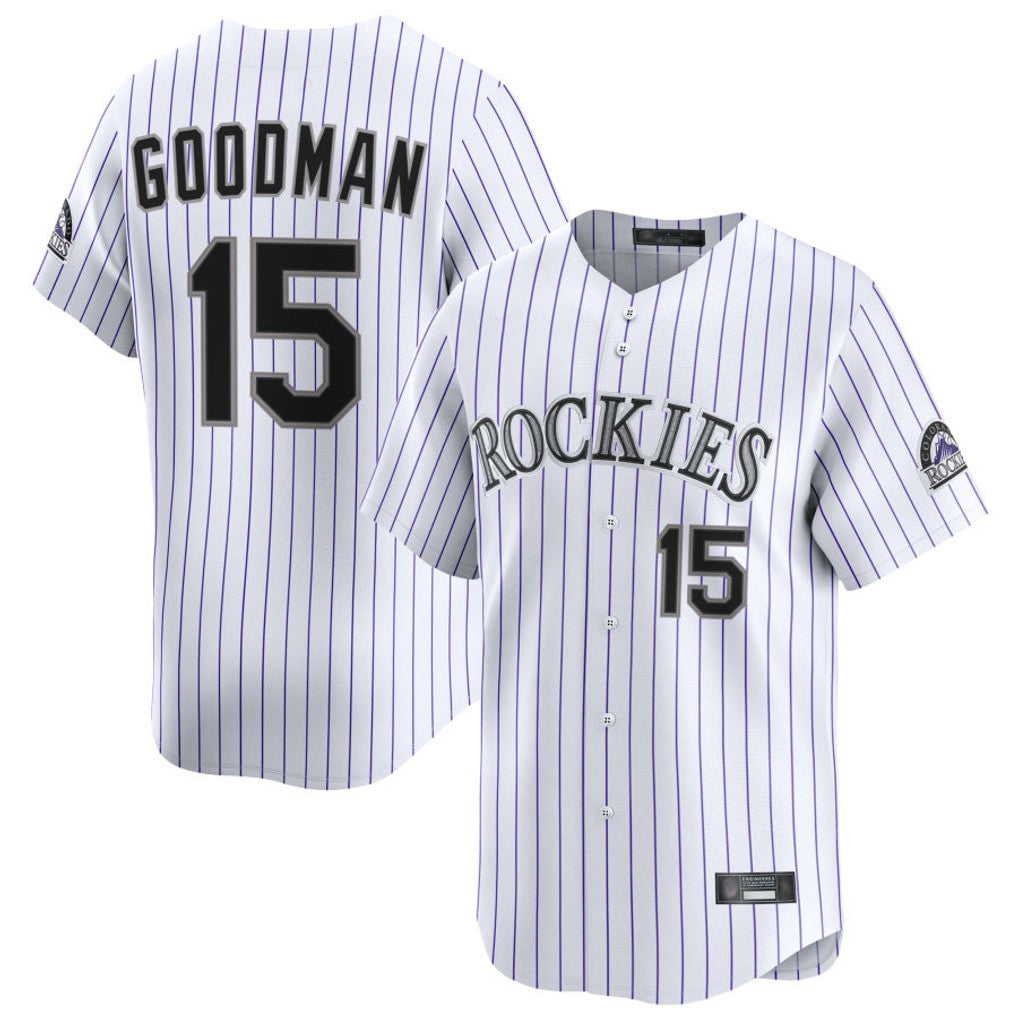 Crovyle C.Rockies #15 Hunter Goodman Player White Limited Home Stitched Jerseys