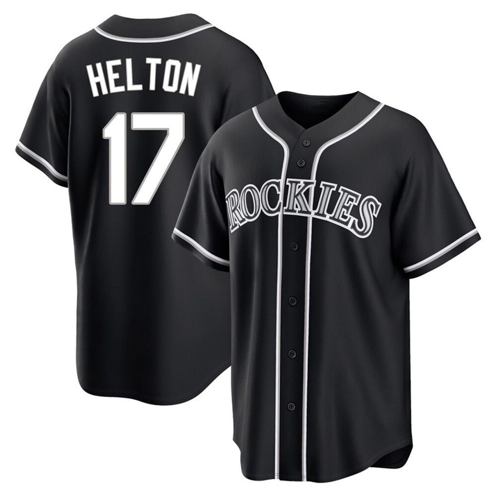 Crovyle C.Rockies #17 Todd Helton Player Black Fashion Out Home Game Stitched Jerseys