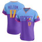 Crovyle C.Rockies #17 Todd Helton Player Purple-Light Blue City Connect Limited Elite Home T-shirt Stitched Jerseys