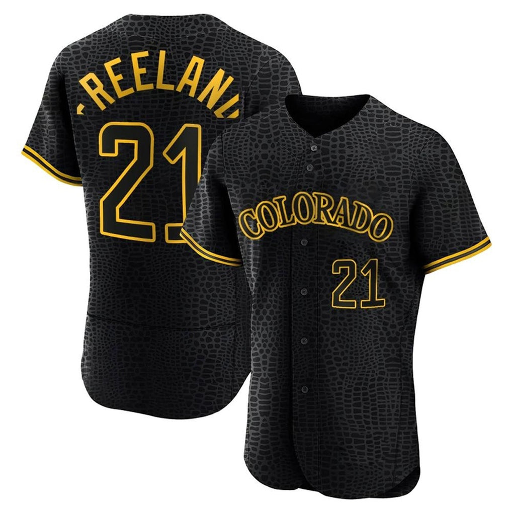Crovyle C.Rockies #21 Kyle Freeland Player Black Snake Skin City Limited Elite Home Stitched Jerseys