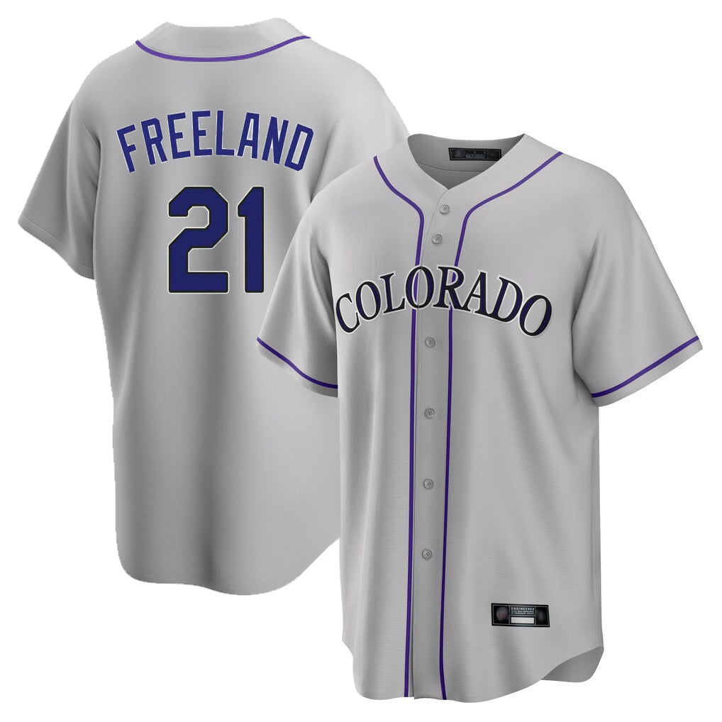 Crovyle C.Rockies #21 Kyle Freeland Player Gray Game Home Stitched Jerseys