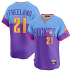 Crovyle C.Rockies #21 Kyle Freeland Player Purple-Light Blue City Connect Limited Home T-shirt Stitched Jerseys