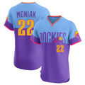 Crovyle C.Rockies #22 Mickey Moniak Player Purple-Light Blue City Connect Limited Elite Home T-shirt Stitched Jerseys