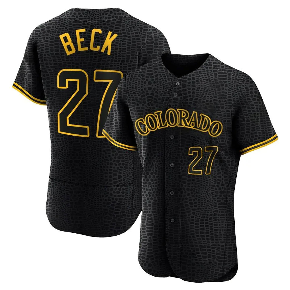 Crovyle C.Rockies #27 Jordan Beck Player Black Snake Skin City Limited Elite Home Stitched Jerseys