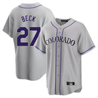 Crovyle C.Rockies #27 Jordan Beck Player Gray Game Home Stitched Jerseys