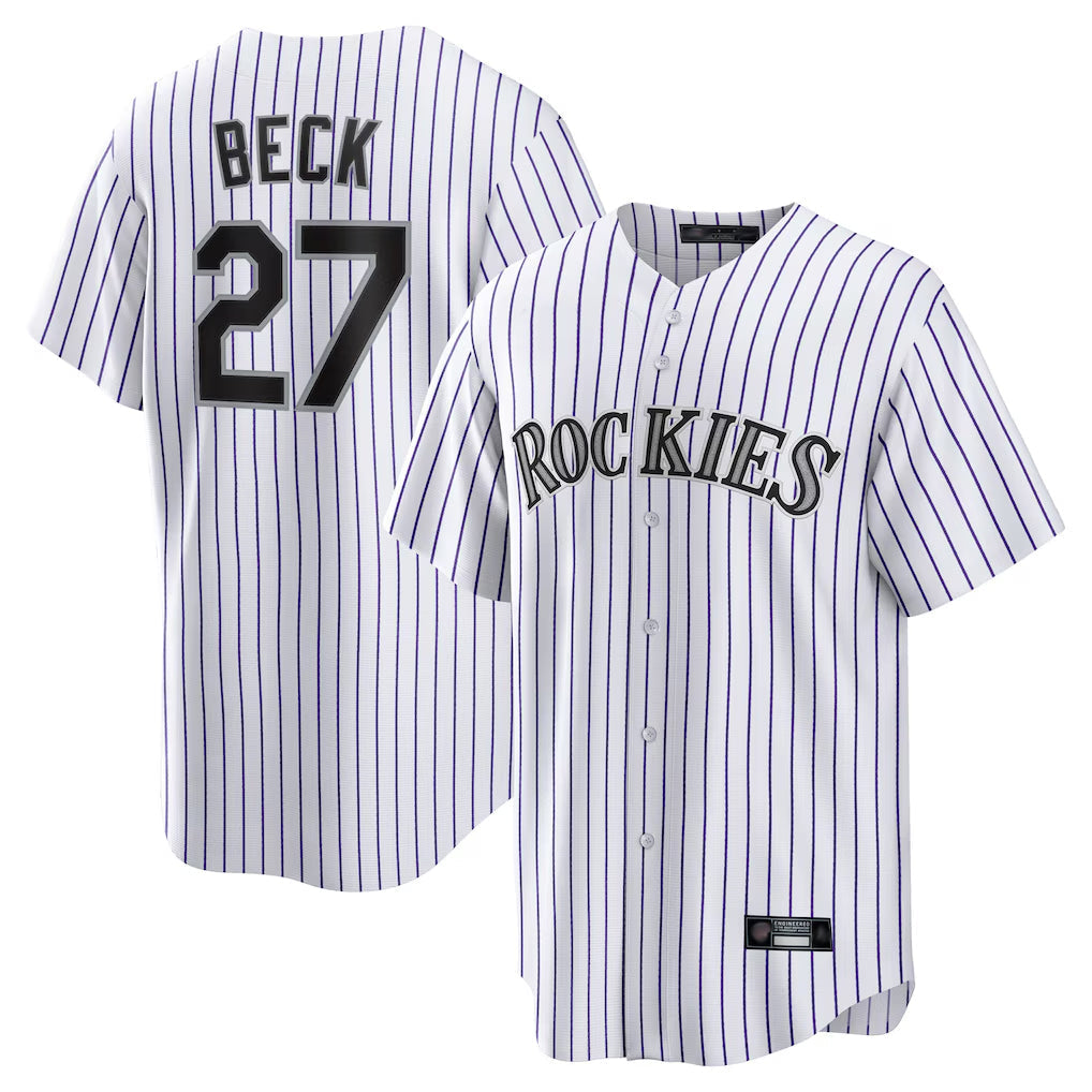Crovyle C.Rockies #27 Jordan Beck Player White Game Home Stitched Jerseys