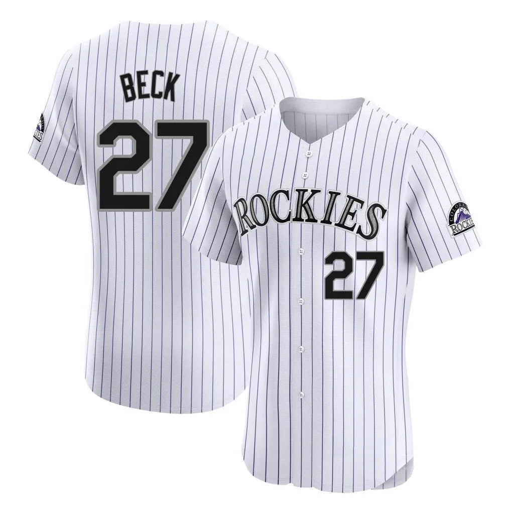 Crovyle C.Rockies #27 Jordan Beck Player White Limited Elite Home Stitched Jerseys
