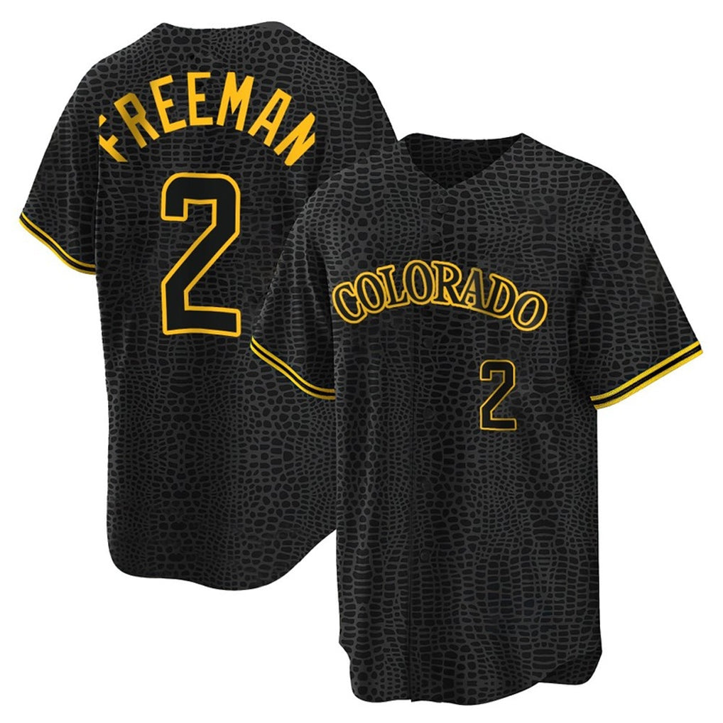 Crovyle C.Rockies #2 Tyler Freeman Player Black Snake Skin City Home Game Stitched Jerseys