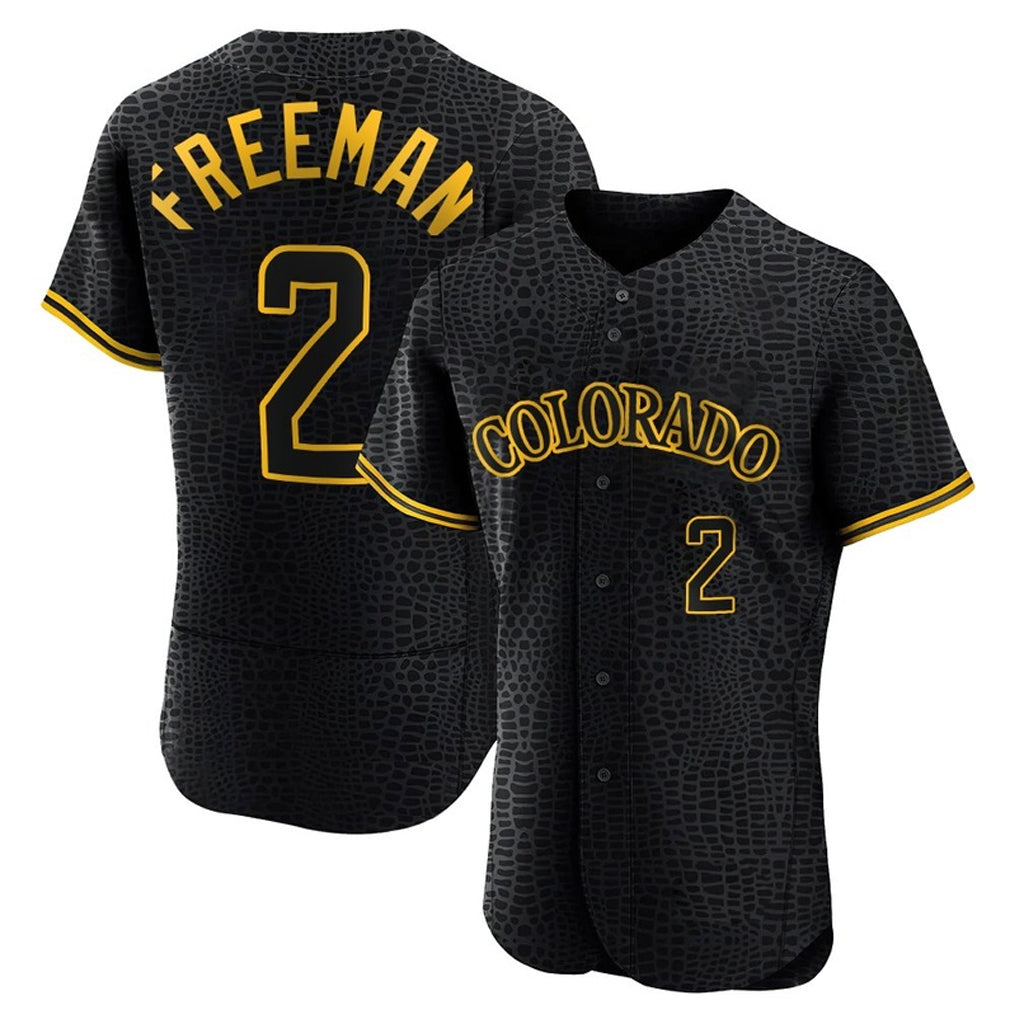 Crovyle C.Rockies #2 Tyler Freeman Player Black Snake Skin City Limited Elite Home Stitched Jerseys