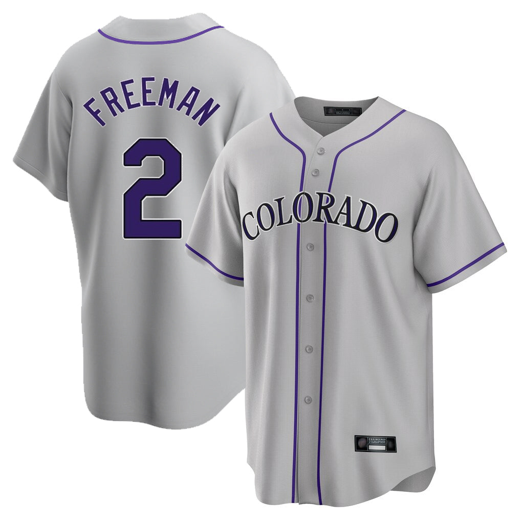Crovyle C.Rockies #2 Tyler Freeman Player Gray Game Home Stitched Jerseys
