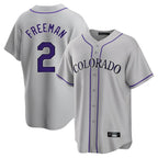 Crovyle C.Rockies #2 Tyler Freeman Player Gray Game Home Stitched Jerseys