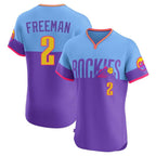 Crovyle C.Rockies #2 Tyler Freeman Player Purple-Light Blue City Connect Limited Elite Home T-shirt Stitched Jerseys