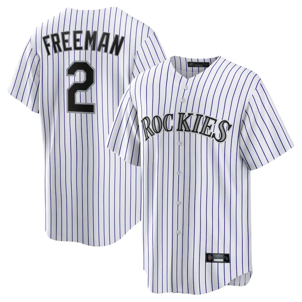 Crovyle C.Rockies #2 Tyler Freeman Player White Game Home Stitched Jerseys