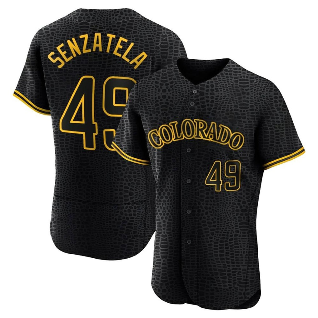 Crovyle C.Rockies #49 Antonio Senzatela Player Black Snake Skin City Limited Elite Home Stitched Jerseys