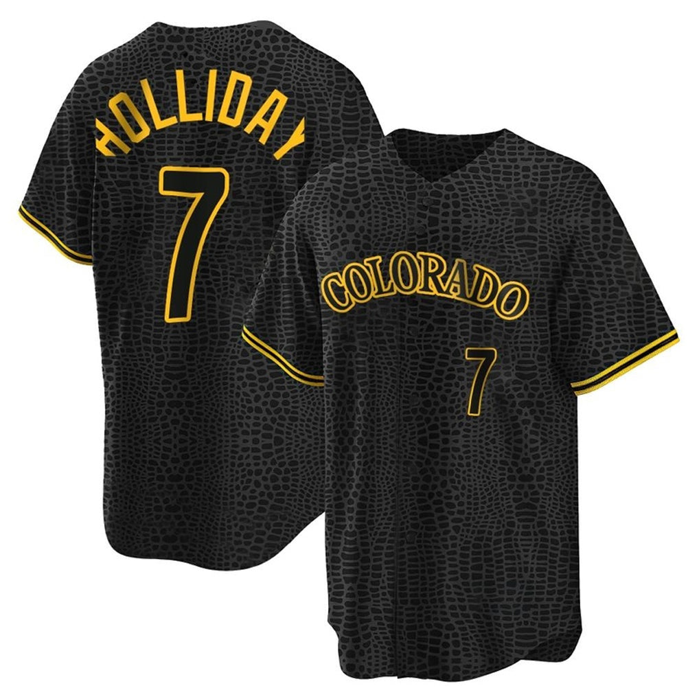 Crovyle C.Rockies #7 Matt Holliday Player Black Snake Skin City Home Game Stitched Jerseys