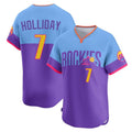 Crovyle C.Rockies #7 Matt Holliday Player Purple-Light Blue City Connect Limited Home T-shirt Stitched Jerseys
