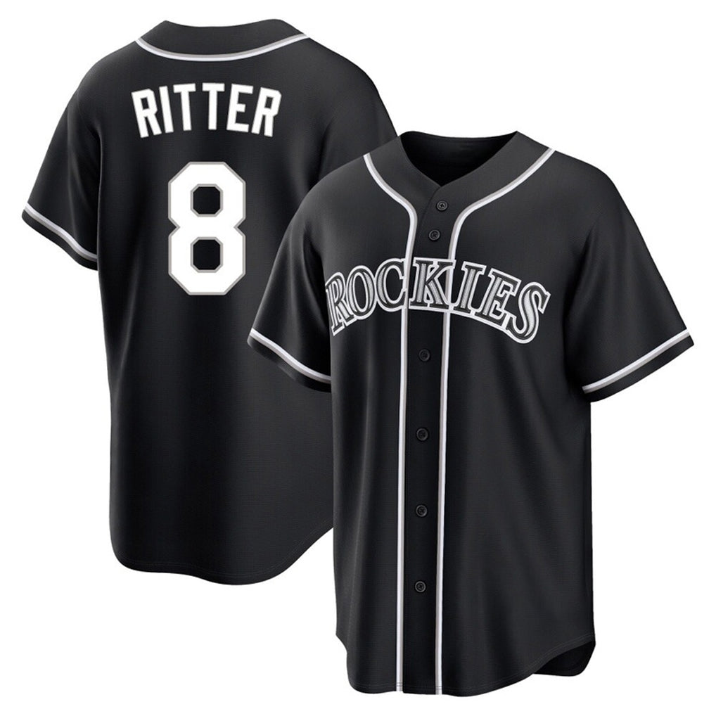 Crovyle C.Rockies #8 Ryan Ritter Player Black Fashion Out Home Game Stitched Jerseys