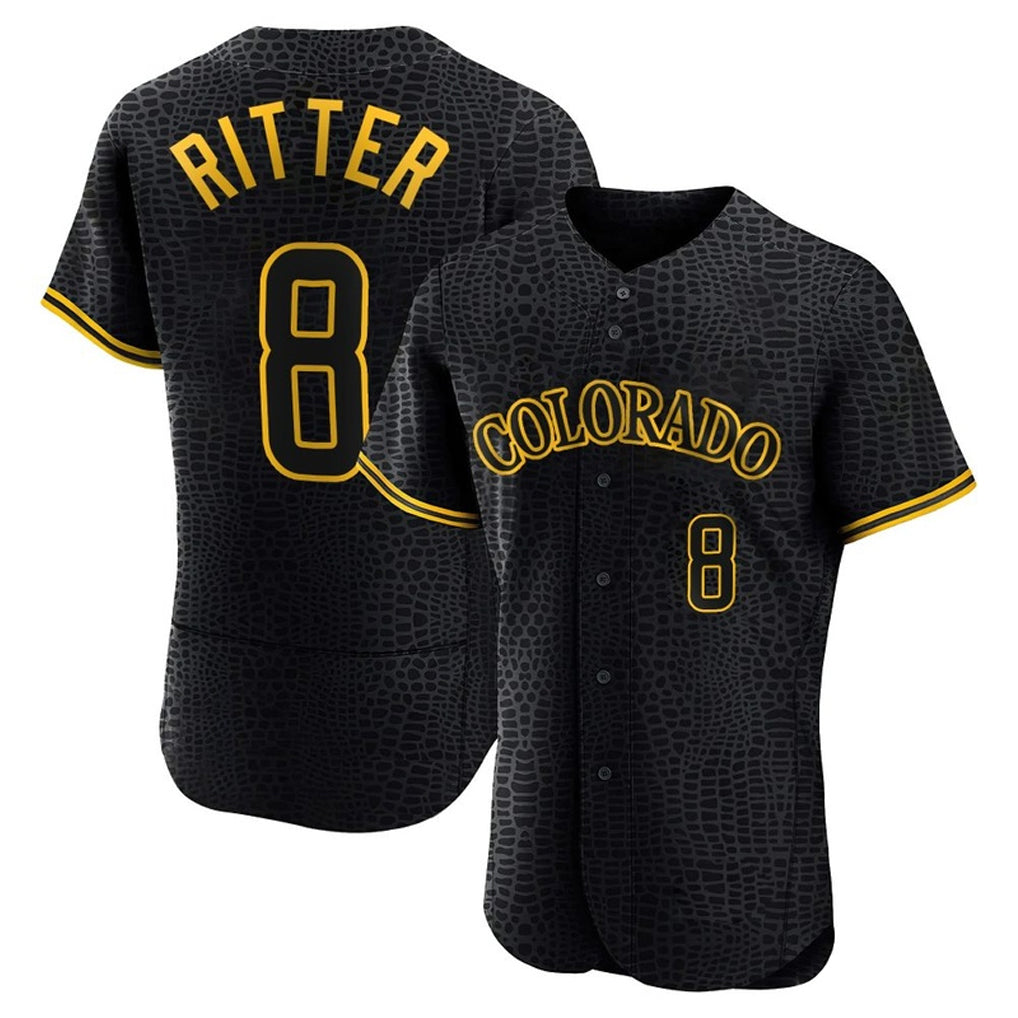 Crovyle C.Rockies #8 Ryan Ritter Player Black Snake Skin City Limited Elite Home Stitched Jerseys