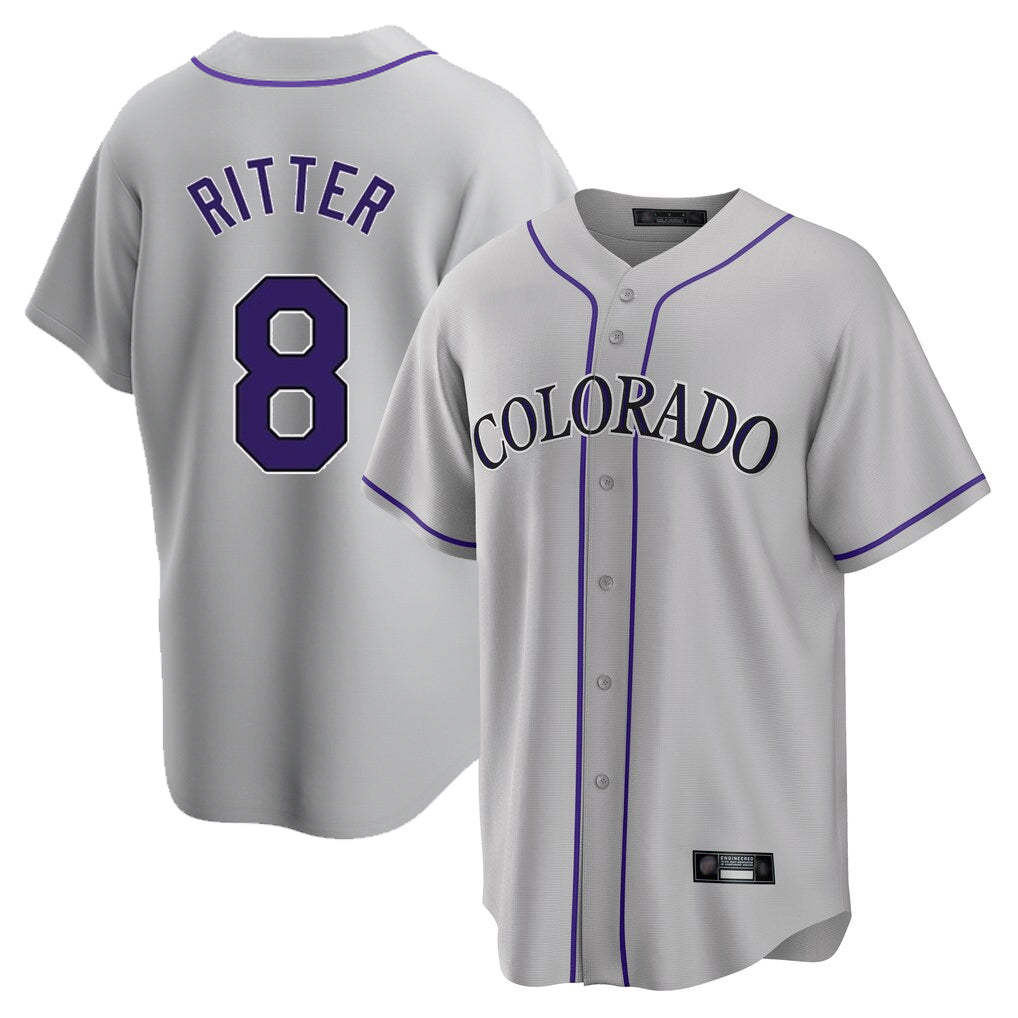 Crovyle C.Rockies #8 Ryan Ritter Player Gray Game Home Stitched Jerseys