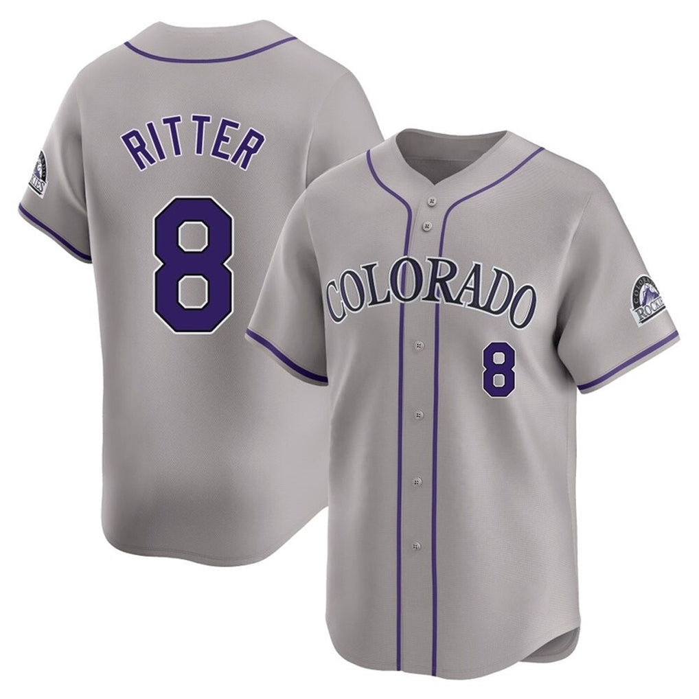 Crovyle C.Rockies #8 Ryan Ritter Player Gray Limited Home Stitched Jerseys