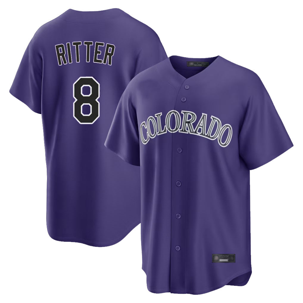 Crovyle C.Rockies #8 Ryan Ritter Player Purple Game Home Stitched Jerseys