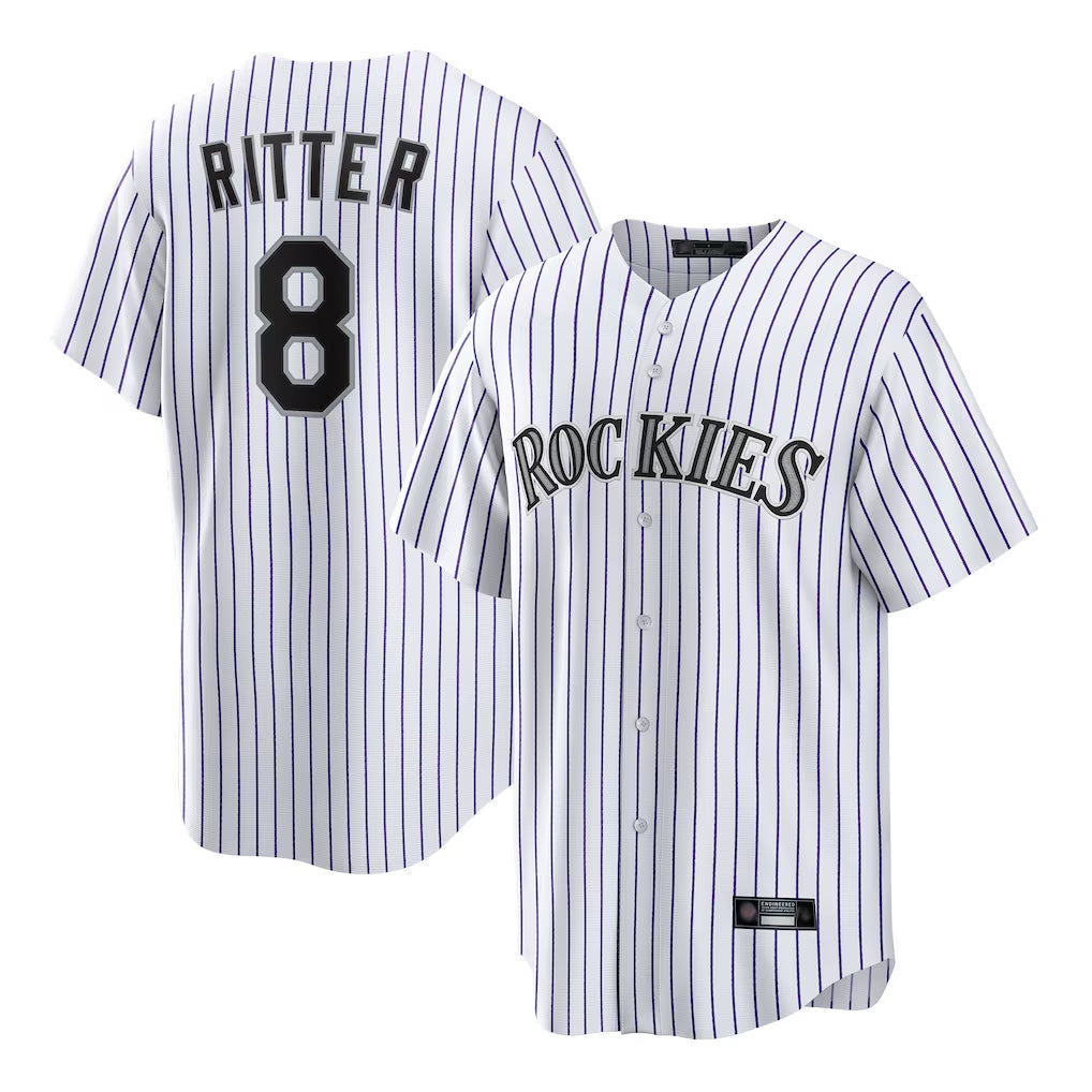 Crovyle C.Rockies #8 Ryan Ritter Player White Game Home Stitched Jerseys