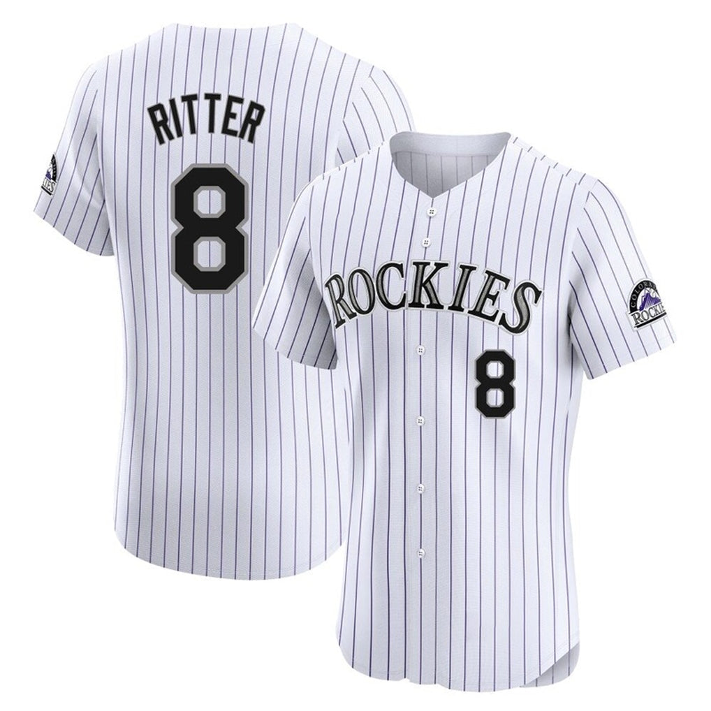 Crovyle C.Rockies #8 Ryan Ritter Player White Limited Elite Home Stitched Jerseys