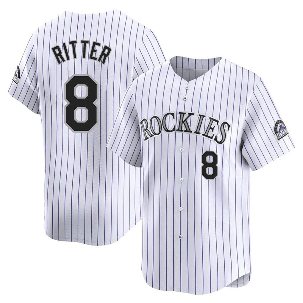 Crovyle C.Rockies #8 Ryan Ritter Player White Limited Home Stitched Jerseys