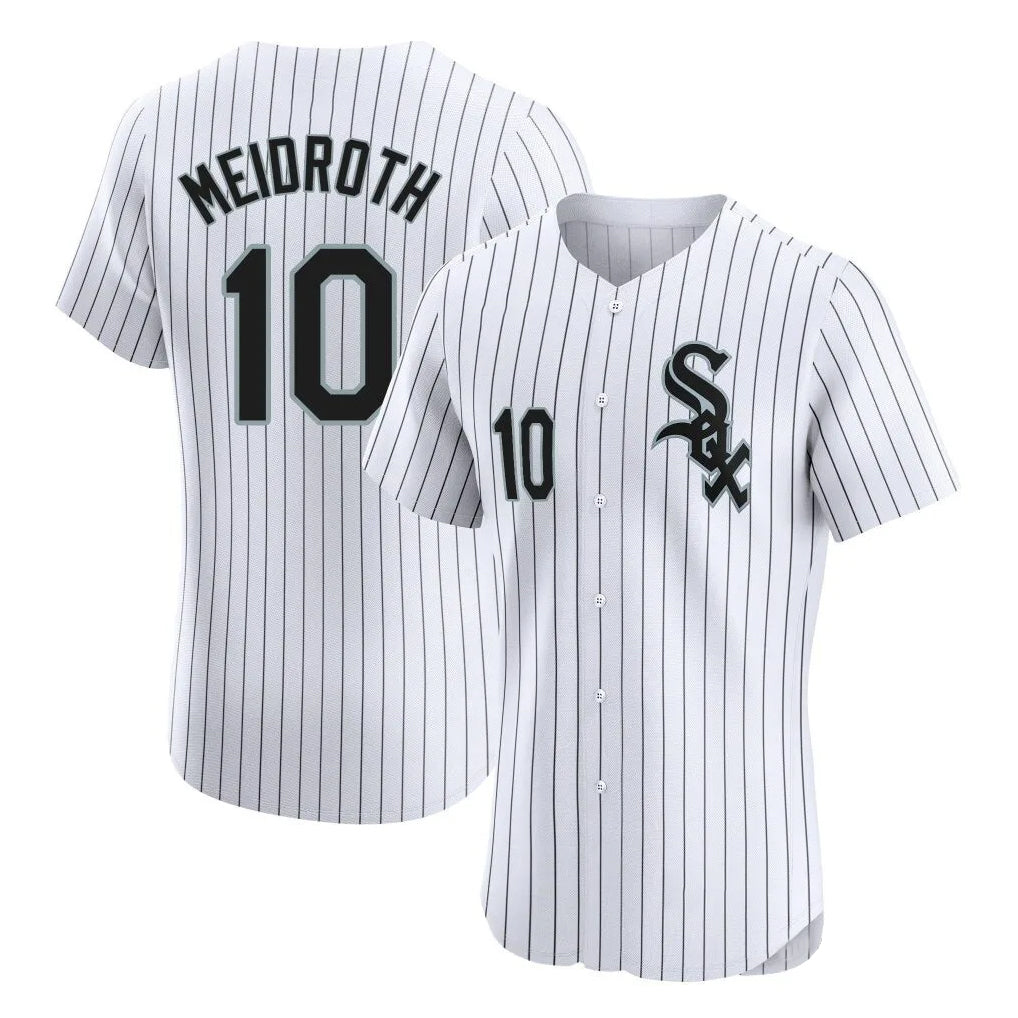 Crovyle C.White Sox #10 Chase Meidroth Player White Stripe Limited Elite Home Stitched Jerseys