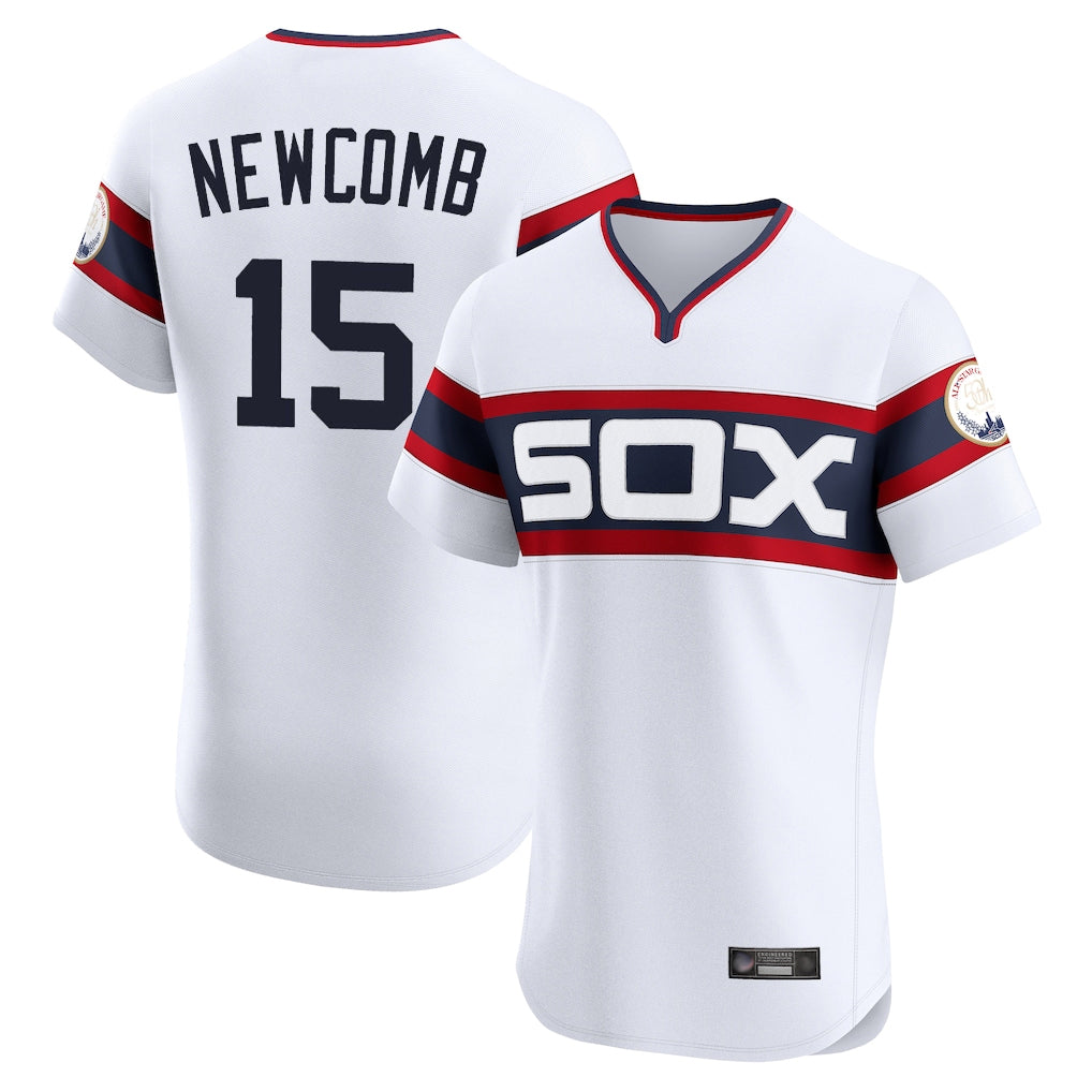 Crovyle C.White Sox #15 Sean Newcomb Player White T-shirt Limited Elite Home Stitched Jerseys