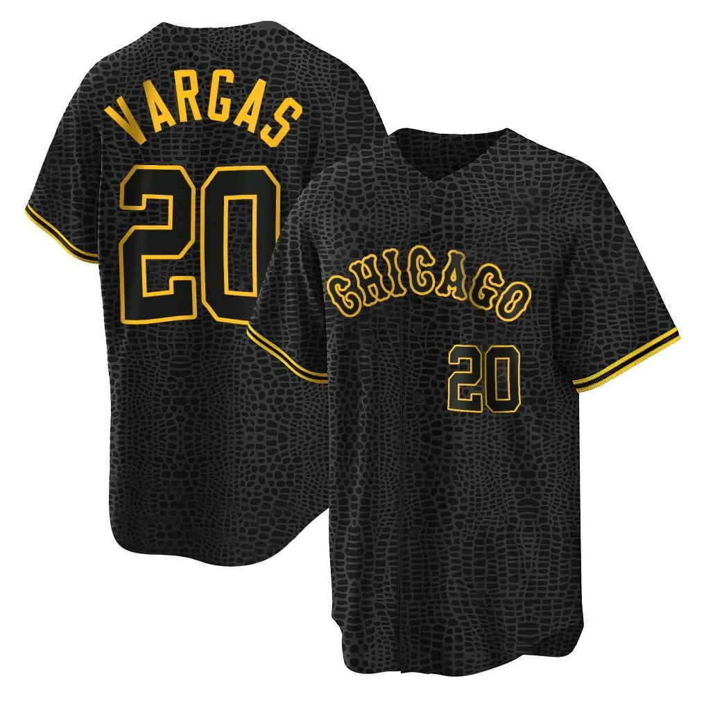 Crovyle C.White Sox #20 Miguel Vargas Player Black Snake Skin City Home Game Stitched Jerseys