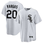 Crovyle C.White Sox #20 Miguel Vargas Player White Stripe Home Game Stitched Jerseys