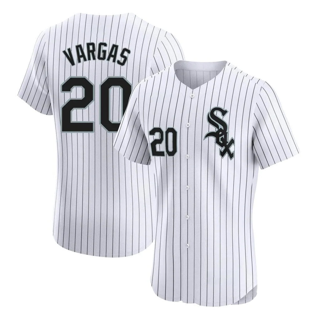 Crovyle C.White Sox #20 Miguel Vargas Player White Stripe Limited Elite Home Stitched Jerseys