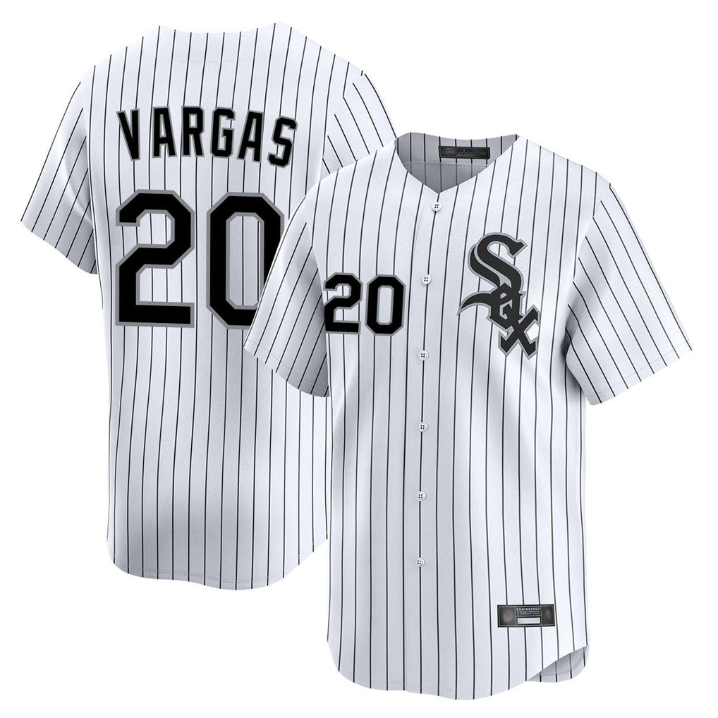 Crovyle C.White Sox #20 Miguel Vargas Player White Stripe Limited Home Stitched Jerseys